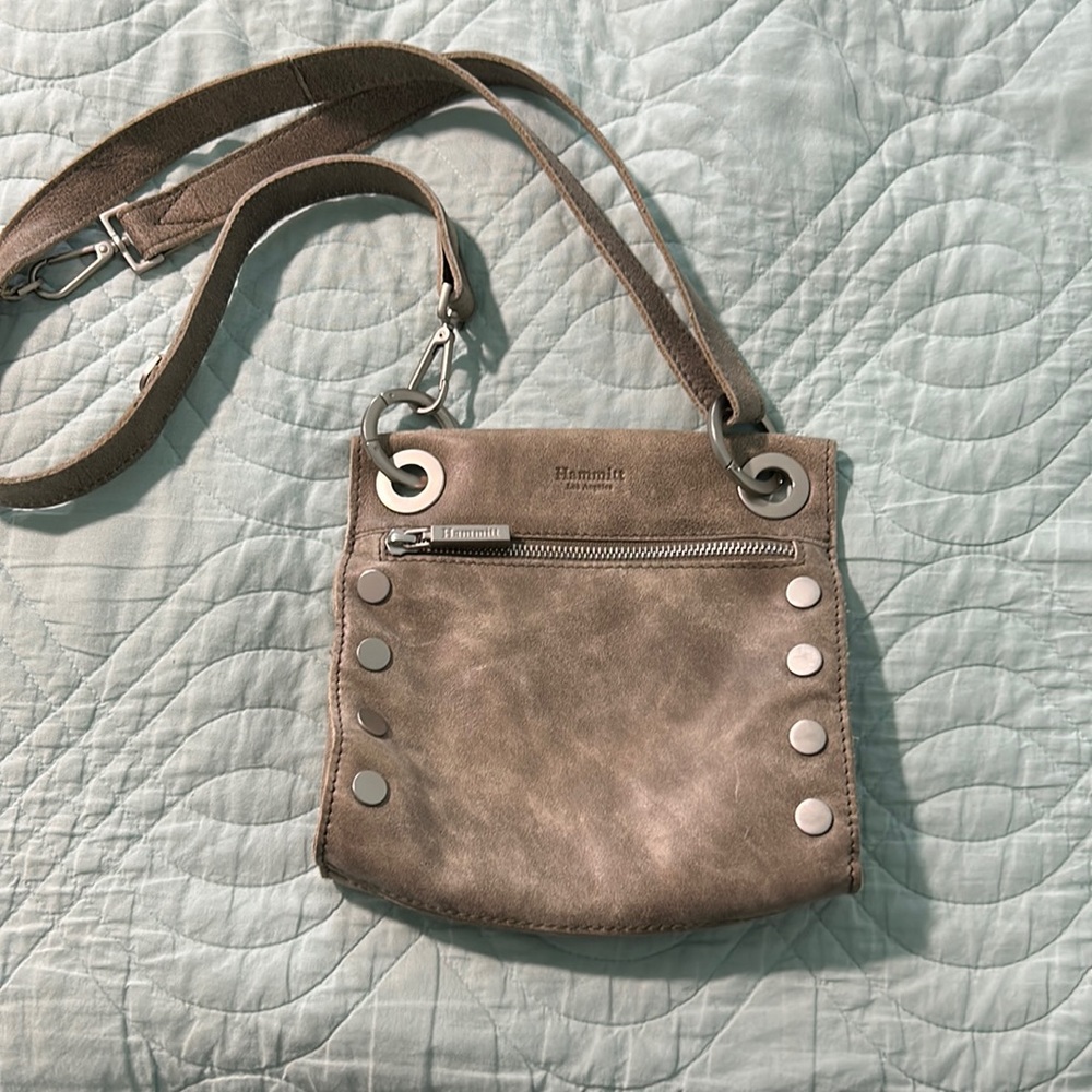 Hammitt Tan Crossbody Bag with Silver Accents